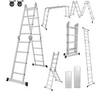 TolleTour Echelle multifonctionnelle Echelle pliante 4x4 582cm Echelle télescopique Echelle à cadre A Echelle d'appui Echelle de ménage Echelle en aluminium