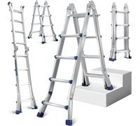 TolleTour Echelle télescopique Alu léger 4x4 niveau argent multifonction Echelle multifonctionnelle Echelle extensible en aluminium de haute qualité Capacité de charge 150KG