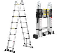 TolleTour Echelle télescopique Echelle multifonctionnelle Echelle à coulisse 2,5M+2,5M Echelle pliante 16nombre de barreaux Echelle polyvalente