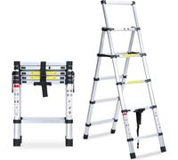 TolleTour Echelle télescopique Echelle pliante Stabil Aluminium Escabeau 1,4m+1,7m
