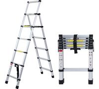 TolleTour Echelle télescopique Echelle pliante Stabil Aluminium Escabeau jusqu'à 150kg 1.7m+2.0m