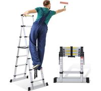 TolleTour Echelle télescopique Echelle pliante Stabil Aluminium Escabeau jusqu'à 150kg 1.7m+2.0m Avec barre de pesée