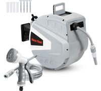 TolleTour Enrouleur de tuyau d'air comprimé 20m Enrouleur automatique Raccord 8bar Pistolet d'arrosage d'eau multifonctionnel Tuyau d'air comprimé Support de tuyau mural