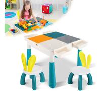 TolleTour Ensemble de sièges pour enfants avec 2 chaises ,251 pièces de blocs de construction table d'enfant ensemble de meubles pour enfants table de jeu multi-usage pour la table