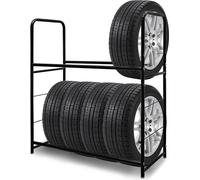 TolleTour Étagère à pneus pour 8 pneus Étagère de stockage Arbre à jantes Hauteur réglable Capacité de chargement 180kg, avec housse de protection pour les pneus