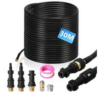 TolleTour Flexible haute pression tuyau de nettoyage, 30m, 160 bar, compatible avec Kärcher, K2, K3, K4, K5, K6, adaptateur inclus, buses fixes + rotatives