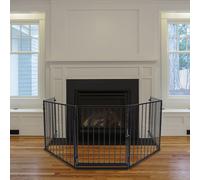 TolleTour Grille de protection pour cheminée 300 x 76 cm pliable Grille de protection pour animaux 5 éléments y compris porte Barrière de sécurité Grille pour animaux en métal