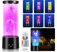 TolleTour Lampe à lave LED méduse avec télécommande Lampe à lave veilleuse Jellyfish RGB