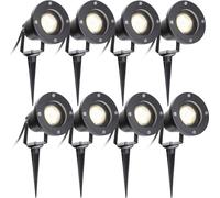 TolleTour Lampe de jardin Led Projecteur de jardin Blanc chaud Pack de 8 LED Eclairage de jardin IP65 4W GU10 Avec prise de terre Extérieur Prairie Pour extérieur,Jardin,Prairie