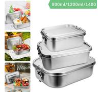 TolleTour Lunchbox Boîte à lunch en acier inoxydable anti-fuite, séparateur amovible, boîtes à lunch faciles à nettoyer,Boîte à bento robuste et sans plastique,800ml+1200ml+ 1400ml