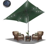 TolleTour Parasol Ø300x200cm avec LED, protection UV, manivelle - Vert, Parasol ampli pliable des deux côtés à 30° Parasol de balcon rectangulaire