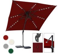 TolleTour Parasol Parapluie Ø3m pivotant,inclinable,rotation 360°,parasol de marché,LED,rouge