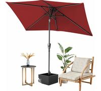 TolleTour Parasol Rectangulaire Parasol de balcon Ø210x140cm rouge pliable à 30° des deux côtés avec manivelle Parasol de marché Parasol de terrasse Protection solaire Parasol de jardin