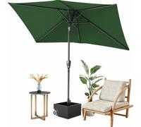 TolleTour Parasol Rectangulaire Parasol de balcon Ø300x200cm Vert pliable à 30° des deux côtés avec manivelle Parasol de marché Parasol de terrasse Protection solaire Parasol de jardin