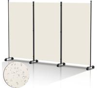 TolleTour Paravent avec roulettes Séparateur de pièce pliable Outdoor Cloison de jardin pare-vue Séparateur de pièce 3 pièces Beige 263x181 cm