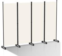 TolleTour Paravent sur roulettes Outdoor Séparateur d'espace jardin Mur espagnol Séparateur d'espace 4 pièces Beige 228x181 cm
