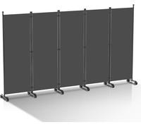TolleTour Paravent sur roulettes Outdoor Séparateur d'espace jardin Mur espagnol Séparateur d'espace 5 pièces Anthracite 284x181 cm