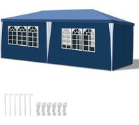 TolleTour Pavillon de jardin avec 3 panneaux latéraux amovibles tente de réception portable étanche avec tubes en spirale et grandes fenêtres, pour les fêtes mariages camping