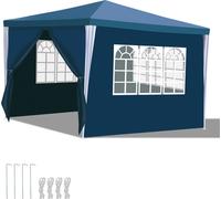 TolleTour Pavillon de jardin avec 3 panneaux latéraux amovibles tente de réception portable étanche avec tubes en spirale et grandes fenêtres, pour les fêtes mariages camping