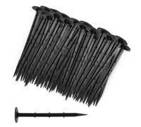 TolleTour Piquets de terre en plastique, 800 pièces d'ancrage, fixation de non-tissé de jardin, 16 cm de long chacun, noir, non-tissé de drainage film de paillage