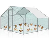 TolleTour Poulailler Outdoor grand poulailler toit enclos extérieur poulailler avec PE Cadre en acier galvanisé et porte verrouillable 3 x 3 x 2 m
