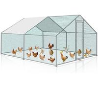 TolleTour Poulailler Outdoor grand poulailler toit enclos extérieur poulailler avec PE Cadre en acier galvanisé et porte verrouillable 3 x 4 x 2 m