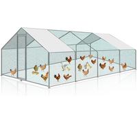 TolleTour Poulailler Outdoor grand poulailler toit enclos extérieur poulailler avec PE Cadre en acier galvanisé et porte verrouillable 3 x 8 x 2 m