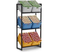 TolleTour Présentoir pour 6 caisses de boissons 71x30x140cm Présentoir pour caisses de boissons Noir pour cuisine salon