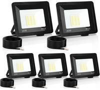 TolleTour Projecteur de chantier à LED 5X 20W 3000/4000/6506K FLED Floodlight Projecteur d'extérieur