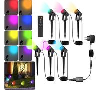 TolleTour Projecteur de jardin à LED avec piquet de terre, set de 6, éclairage de jardin avec prise étanche IP65 RGB