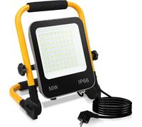 TolleTour Projecteur sur pied 50W LED Projecteur Blanc Froid Jaune Projecteur de chantier sur pied Projecteur de construction Lampe d'extérieur Intérieur Jardin Garage