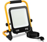 TolleTour Projecteur trépied 100W LED Projecteur Blanc froid Jaune Trépied Projecteur de chantier Lampe de chantier Extérieur Intérieur Jardin Garage