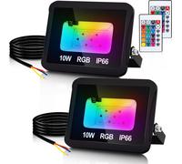 TolleTour RGB LED Spot 10W RGB projecteur RGB LED spot extérieur avec télécommande IP66 étanche pour jardin 2 pièces