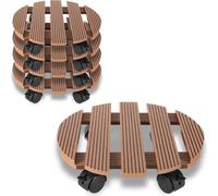 TolleTour Rouleau pour plantes 30 x 30 cm jusqu'à 80 Kg Dessous-de-plat à roulettes - Forme et couleur : Round ; Braun