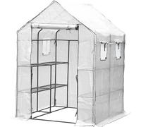 TolleTour Serre en film plastique pour tomates, avec film grillagé pour le jardin pour la culture, réutilisable,blanc ,143x143x195 cm