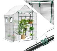 TolleTour Serre en film plastique pour tomates, avec film grillagé pour le jardin pour la culture, toit pointu, blanc, 143x143x195 cm (LxlxH) réutilisable