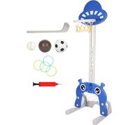 TolleTour Set de poteaux de basket 4 en 1 Panier de basket pour enfants Basketball/goal de football/jeu de lancer d'anneaux/golf, réglable 114-152cm