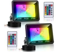 TolleTour Spot à LED 30W Spot d'extérieur RGB avec télécommande Spot à LED RGB Projecteur à LED RGB 2 pièces