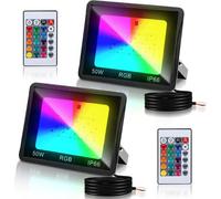 TolleTour Spot à LED 50W Spot d'extérieur RGB avec télécommande Spot à LED RGB Projecteur à LED RGB 2 pièces