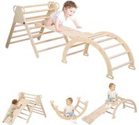 TolleTour Structures d'escalade en bois Triangle d'escalade avec toboggan Arc d'escalade en bois pour les jeunes enfants à partir de 2 ans
