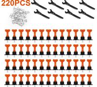 TolleTour Système de nivellement de carreaux, 220 pcs Système de nivellement de carreaux Revêtement de sol Mur plastique Clip Réglable Locator Spacer Pince Level Wedge Outil à main Réutilisable Kit
