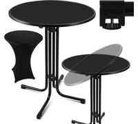 TolleTour Table haute Bistro en métal Table de jardin Ø 80 cm Table de bar pliante noire avec housse