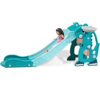 TolleTour Toboggan pour enfants Anneau de lancer Toboggan de jardin extérieur 4 en 1 Toboggan à vagues Slide