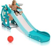 TolleTour Toboggan pour enfants bébé 145 cm Toboggan de jardin 4 en 1 Toboggan Basketbal1 Vert