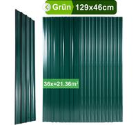 TolleTour Tôle trapézoïdale Tôle profilée 129x46cm Tôle profilée verte 12/24/36er Set Tôle métallique pour abri de jardin Carport - 36x = 21m²