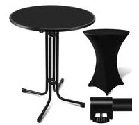 TolleTour TolleTour Table haute 80x110cm pliable ronde stable jardin haute revêtement par poudre métal table haute table de bistrot table de fête table de bar table de bière noir