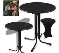 TolleTour TolleTour table haute table de bistrot en métal table de jardin Ø 80 cm table de bar noir housse incluse