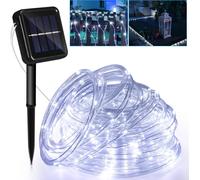 TolleTour Tube lumineux solaire Tube lumineux LED Chaîne lumineuse extérieure Réseau lumineux blanc froid 10M