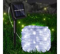 TolleTour Tuyau lumineux solaire 8 modes de lumière pour fête Garden Home Festival Decoratio,Blanc froid,12m 100 LED