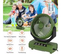 TolleTour Ventilateur de camping Multifonctionnel 2en1 Lumière de ventilateur de camping, Ventilateur de camping portable USB pour tente avec lampe LED Lanterne Télécommande Ventilateur-Vert de bras